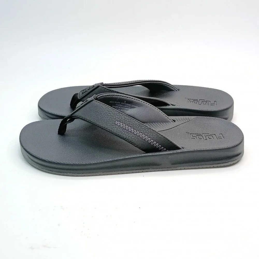 Flojos Men Flip Flop Sandals Size 9 Black Man Made Material Upper Casual